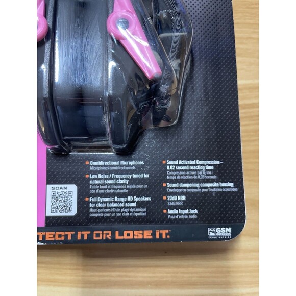 Walker's Razor Slim Shooter Electronic Muffs Black Pink New Sealed - Picture 3 of 3